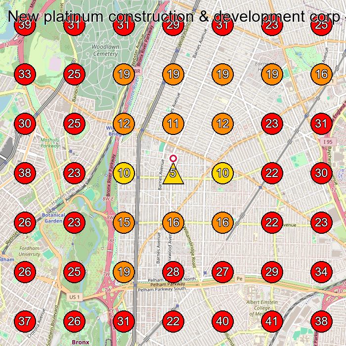 New platinum construction & development corp GeoGrid visibility map for General Contractor in Bronx